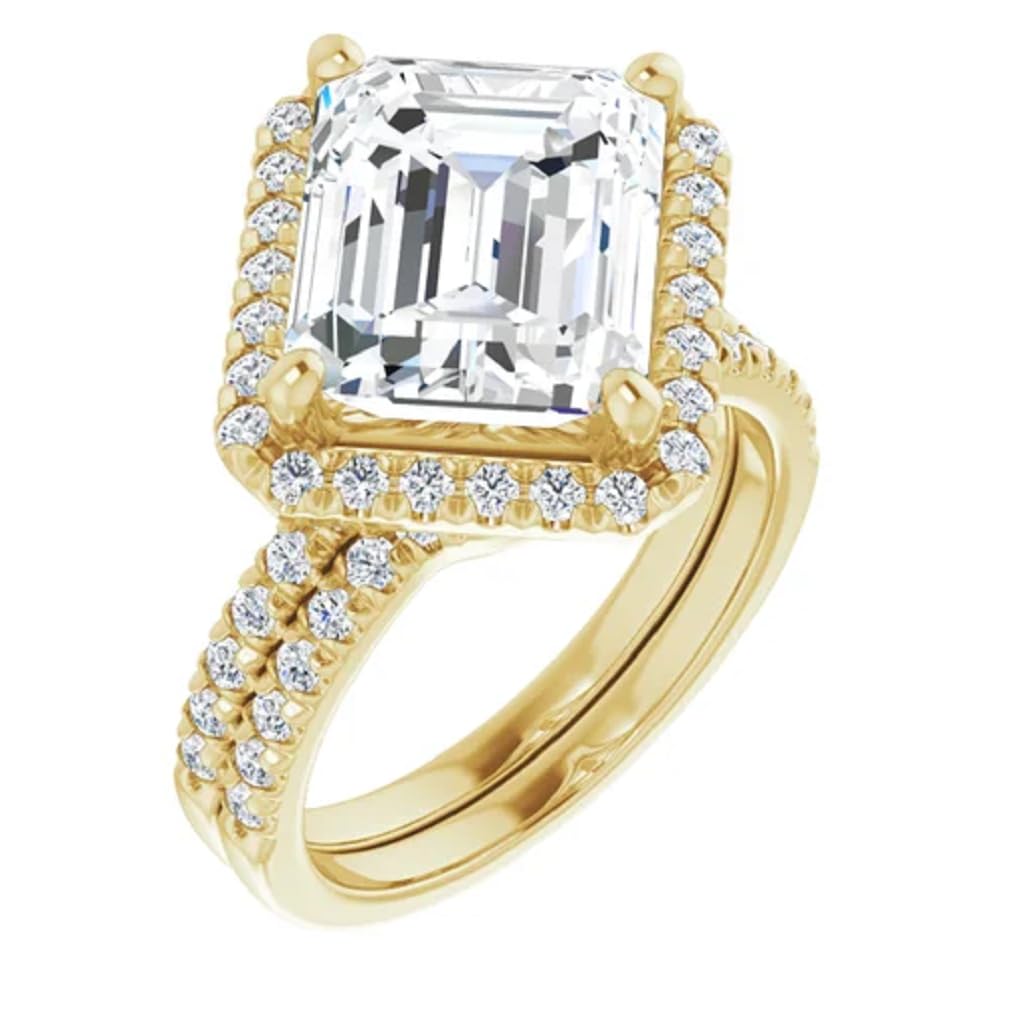 5 CT Emerald Cut Engagement Rings Set for Women Antique Rings for Women Engagement Ring Halo Ring Promise Gifts for Her Moissanite Ring