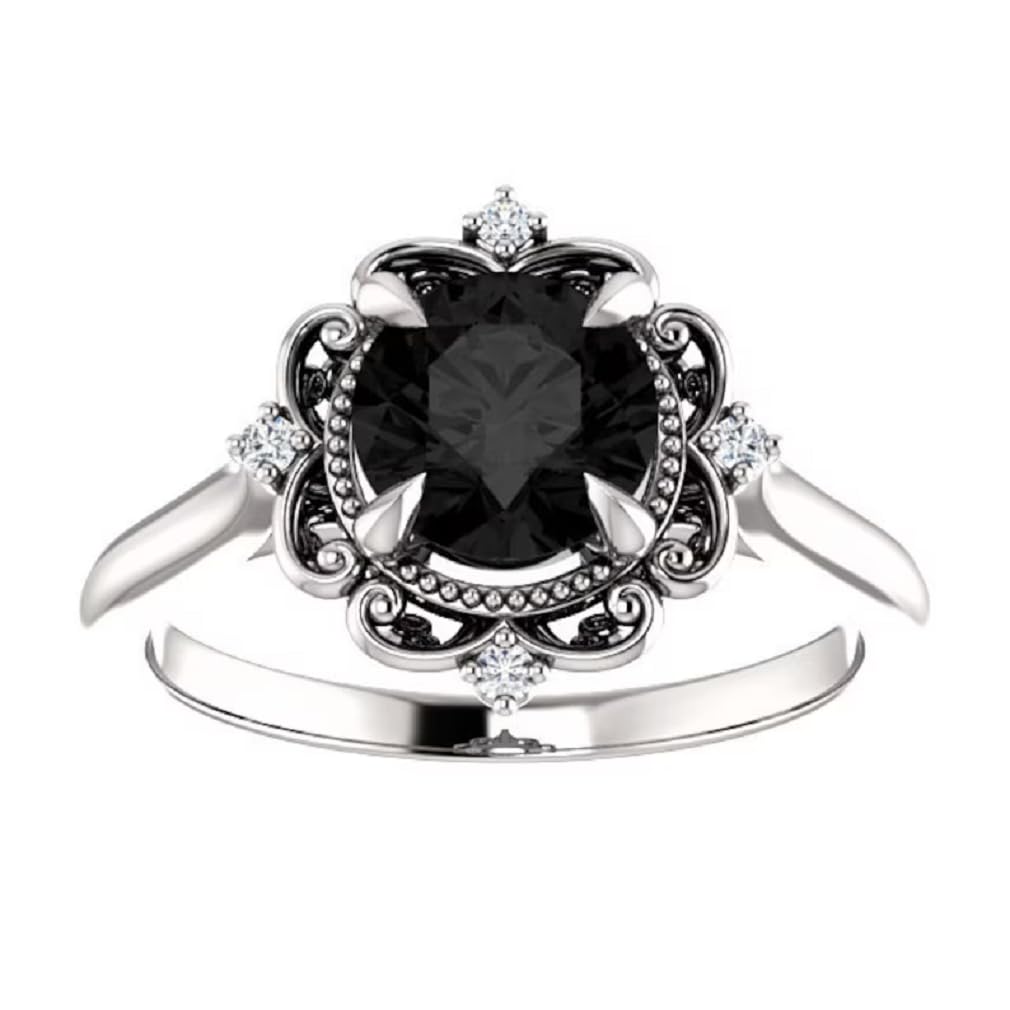 1 CT Vintage Style Rings for Women Moissanite Wedding Ring Round Cut Halo Engagement Ring Promise Gifts for Her Moissanite