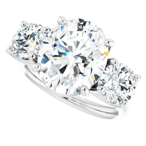6 CT Oval Moissanite Solitaire Ring in Silver/Solid Gold for Women - Three Stone Design for Engagement, Bridal, and Anniversary Gifting 6 CT Oval Moissanite Solitaire Ring in Silver/Solid Gold for Women - Three Stone Design for Engagement, Bridal, and Anniversary Gifting