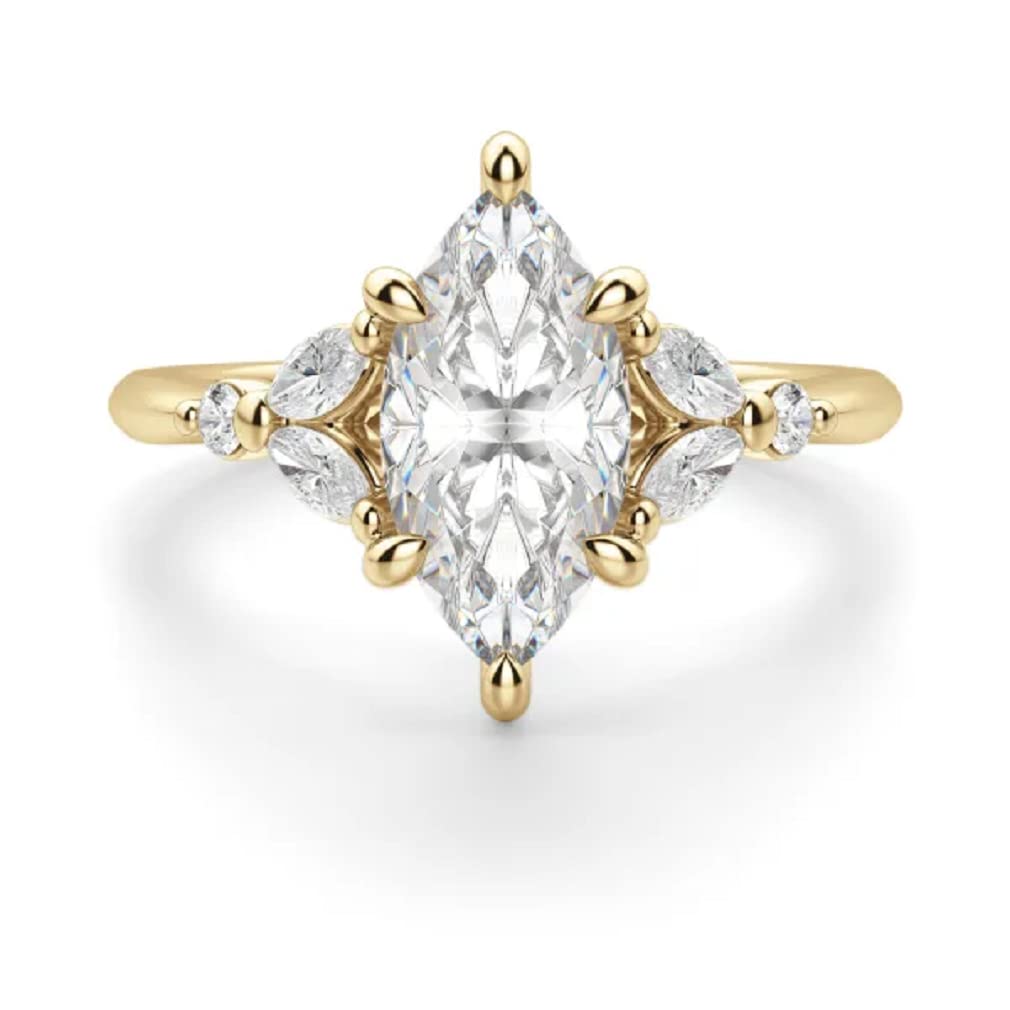1 Carat Engagement Ring Moissanite Marquise Cut Rings for Women Moissanite Ring Solitaire Promise Gifts for Her Engagement Ring