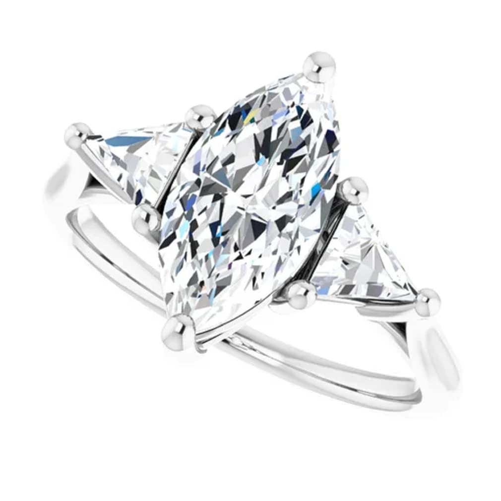 Marquise Cut Moissanite 4 Ct Engagement Rings for Women Three Stone Wedding Ring for Her Promise Gifts for Her Moissanite Ring