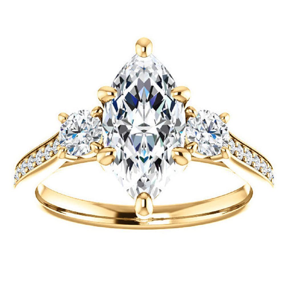 1 Carat Moissanite Rings Moissanite Engagement Ring Marquise Cut Moissanite Rings Promise Gifts for Her Three Stone Moissanite Rings