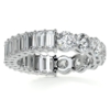 3 TCW Emerald and Round Cut Engagement Ring Moissanite Eternity Ring Promise Gifts for Her Silver/Solid Gold