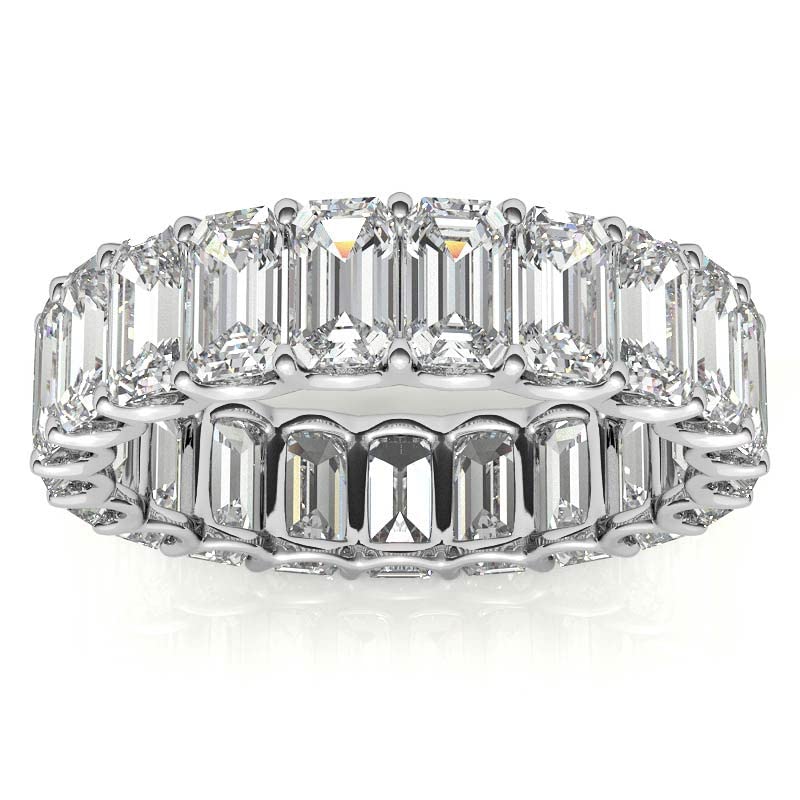 3 TCW Moissanite Rings Emerald Shape Wedding Ring Silver/Solid Gold Moissanite Rings for Women Promise Gifts For Her Eternity Band Engagement Ring