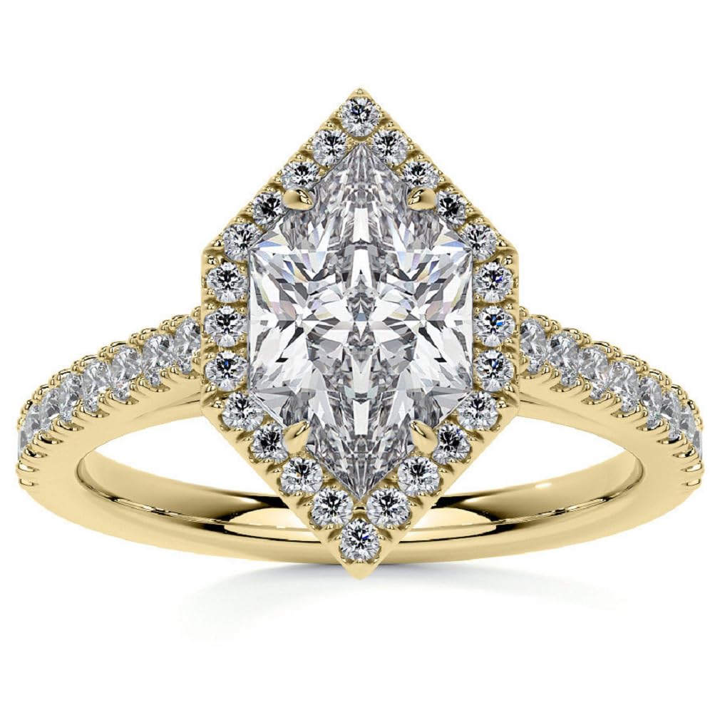 3 CT Halo Ring Duchess Marquise Cut Moissanite Petite Ring Bridal Rings for Women Silver/Solid Gold Promise Gifts for Her Engagement Rings
