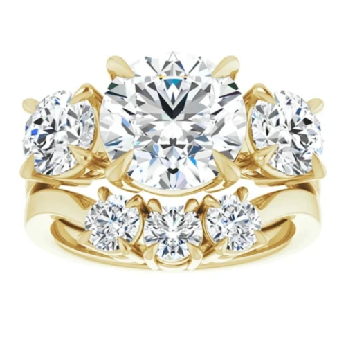 3 CT Round Shape Engagement Ring Set Three Stone Style Rings for Women Moissanite Fashion Rings for Women Promise Gifts for Her Moissanite Ring