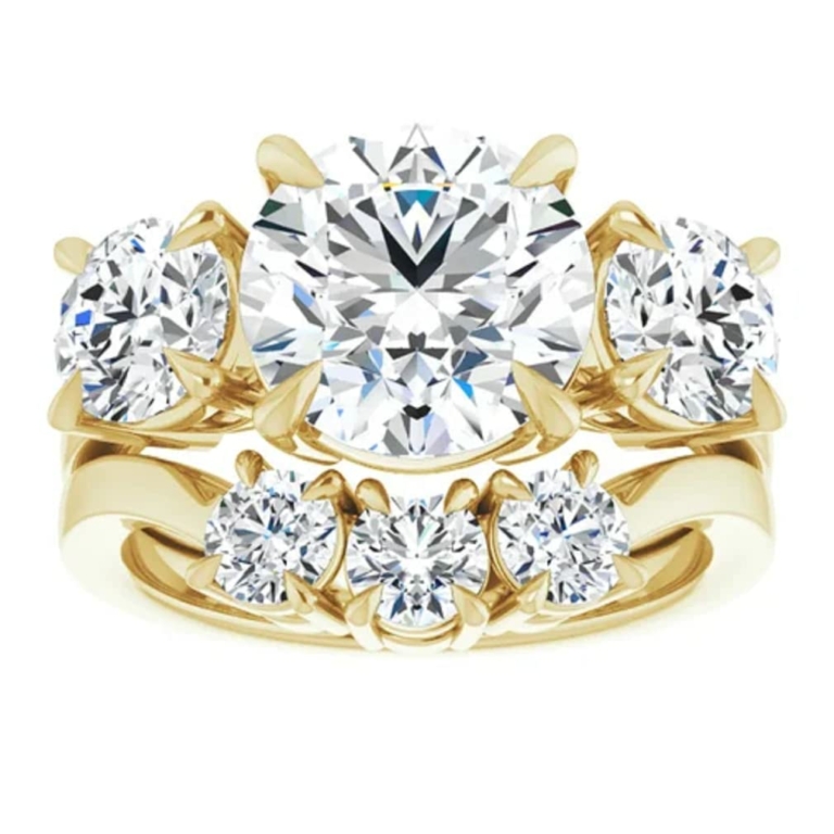 3 CT Round Shape Engagement Ring Set Three Stone Style Rings for Women Moissanite Fashion Rings for Women Promise Gifts for Her Moissanite Ring