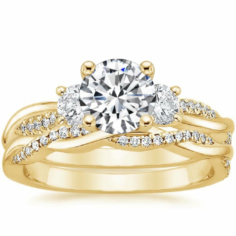 1 Carat Engagement Ring Set Round Cut Engagement Ring Moissanite Three Stone Promise Gifts for Her Womens Vintage Wedding Rings
