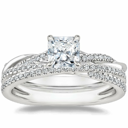 1 CT Radiant Cut Moissanite Ring for Women, Solitaire Engagement Ring, Bridal Wedding Ring, Anniversary Promise Gifts for Her, Twisted Shank Style