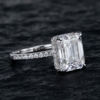 4 CT Hidden Halo Engagement Ring Moissanite Bridal Silver/Solid Gold Rings for Women Promise Gifts for Her Engagement Ring Emerald Shape 4 CT Hidden Halo Engagement Ring Moissanite Bridal Silver/Solid Gold Rings for Women Promise Gifts for Her Engagement Ring Emerald Shape