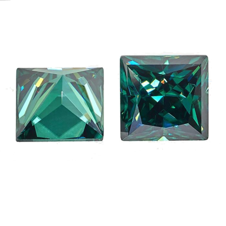 1CT - 100CT Princess Cut Loose Moissanite Stone for Engagement Ring, Earring, Pendant Jewelry, Gifts | Green Moissanite Loose Diamond