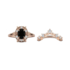 Oval Cut Art Deco Floral Engagement Ring 1 CT Vintage Black Onyx Engagement Ring 925 Silver/10K/14K/18K Solid Gold Black Onyx Wedding Ring Set Antique Bridal Ring