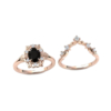 Oval Cut Art Deco Floral Engagement Ring 1 CT Vintage Black Onyx Engagement Ring 925 Silver/10K/14K/18K Solid Gold Black Onyx Wedding Ring Set Antique Bridal Ring