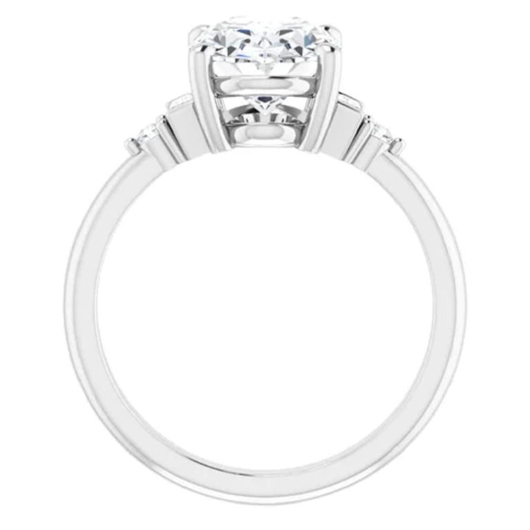 Oval Cut Moissanite Solitaire Engagement Ring, 2 CT Colorless Stone, 925 Silver/10K/14K/18K Solid Gold for Women
