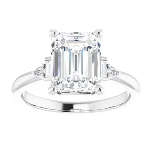 Moissanite Emerald Cut Engagement Ring 2 Carats 925 Silver/10K/14K/18K Solid Gold Solitaire Engraving Included Moissanite Emerald Cut Engagement Ring 2 Carats 925 Silver/10K/14K/18K Solid Gold Solitaire Engraving Included
