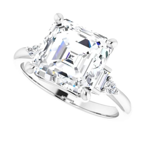 Asscher Cut Moissanite 925 Silver/10K/14K/18K Solid Gold Bridal Ring 4 CT VVS1 Clarity Wedding Ring Engagement Ring for Women