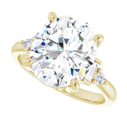 Oval Cut Moissanite Solitaire Engagement Ring 4 CT Colorless Stone 925 Silver/10K/14K/18K Solid Gold for Women