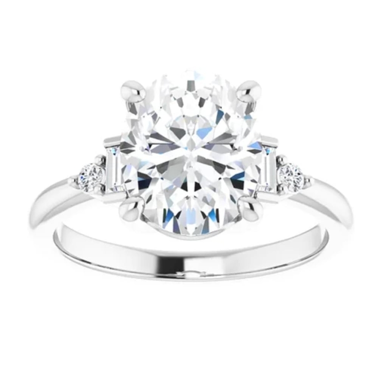 Oval Cut Moissanite Solitaire Engagement Ring, 2 CT Colorless Stone, 925 Silver/10K/14K/18K Solid Gold for Women