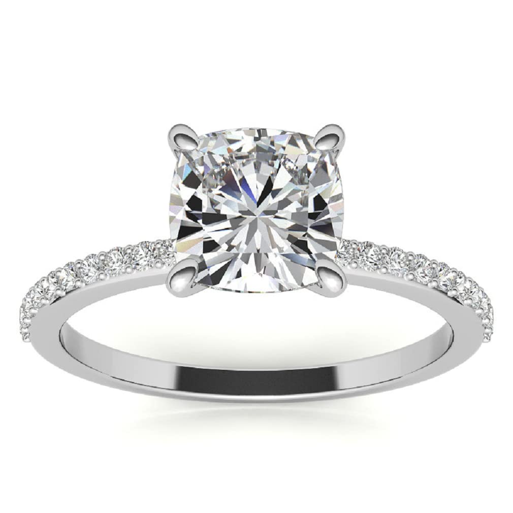 Moissanite Solitaire Ring 1 CT Cushion Cut 925 Silver/10K/14K/18K Solid Gold Wedding Ring for Her