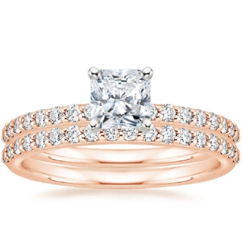 Moissanite Solitaire Ring Set 1.0 Ct Square Radiant Cut 925 Silver/10K/14K/18K Solid Gold Wedding Anniversary Ring