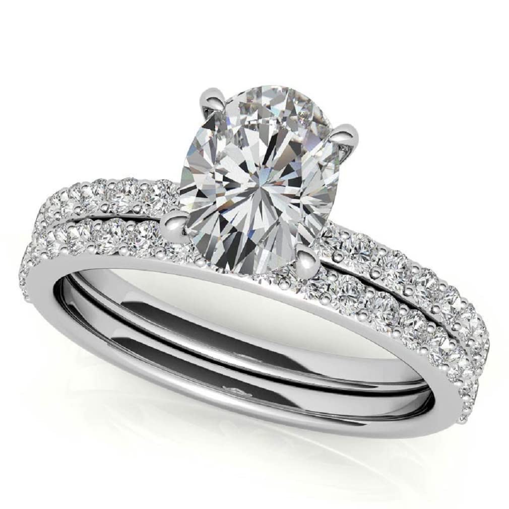 925 Silver/10K/14K/18K Solid Gold Handmade Engagement Rings 1 CT Oval Cut Moissanite Diamond Solitaire Wedding Bridal Ring Set for Women Her Propose Rings