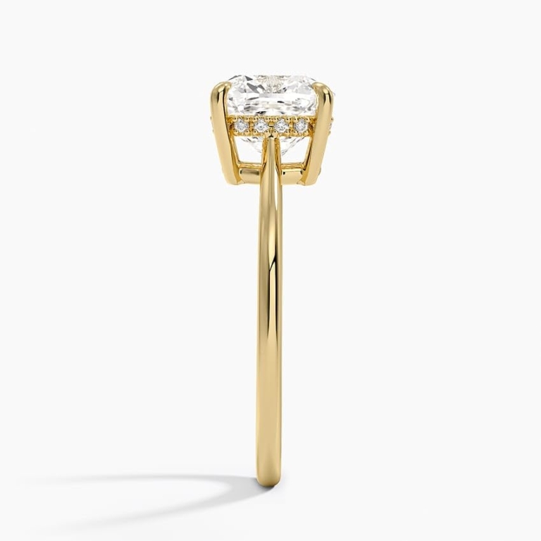 Solitaire Cushion Cut Lab Grown Diamond Hidden Halo Engagement Ring for Women Solitaire Cushion Cut Lab Grown Diamond Hidden Halo Engagement Ring for Women