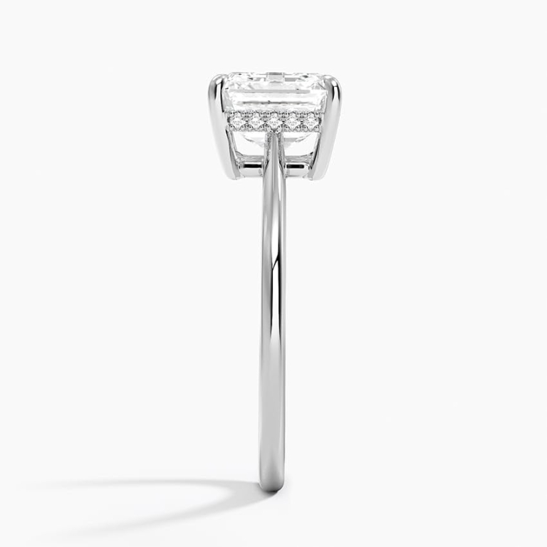Solitaire Asscher Cut Lab Grown Diamond Hidden Halo Engagement Ring for Women Solitaire Asscher Cut Lab Grown Diamond Hidden Halo Engagement Ring for Women