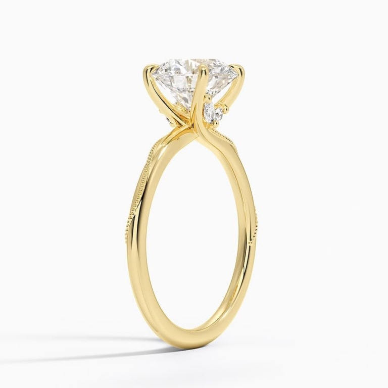 Solitaire Round Cut Lab Grown Diamond Engagement Ring for Women Solitaire Round Cut Lab Grown Diamond Engagement Ring for Women