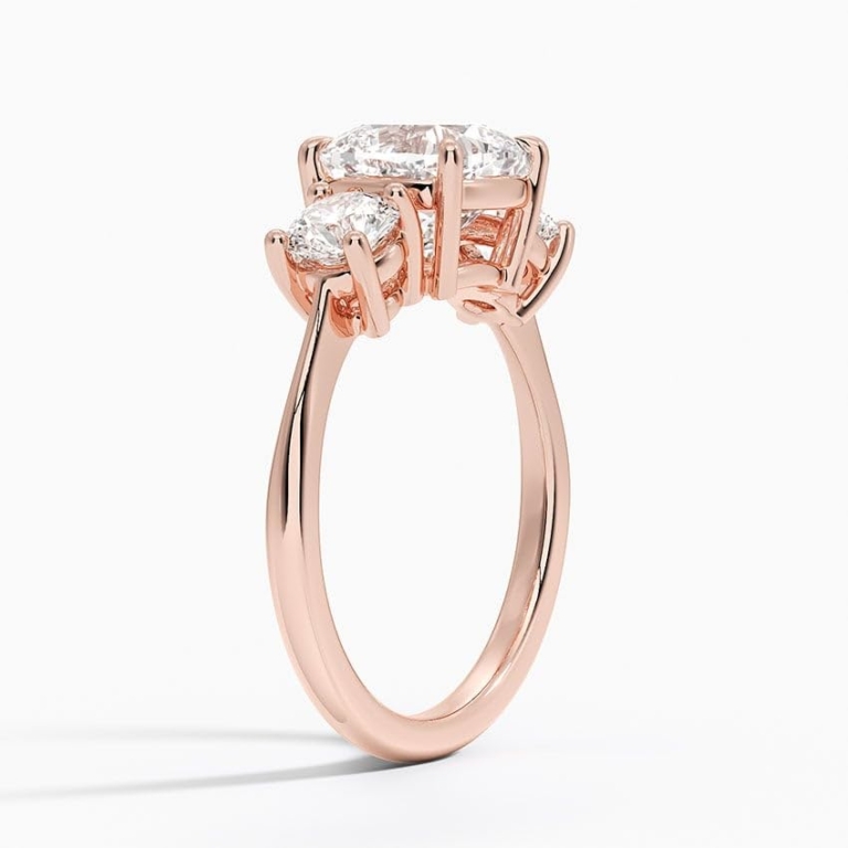 Solitaire Cushion Cut Lab Grown Diamond Three Stone Engagement Ring for Women