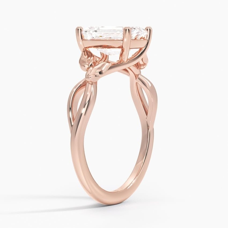 Solitaire Emerald Cut Lab Grown Diamond Split Shank Engagement Ring for Women Solitaire Emerald Cut Lab Grown Diamond Split Shank Engagement Ring for Women
