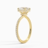 Solitaire Cushion Cut Lab Grown Diamond Hidden Halo Engagement Ring for Women