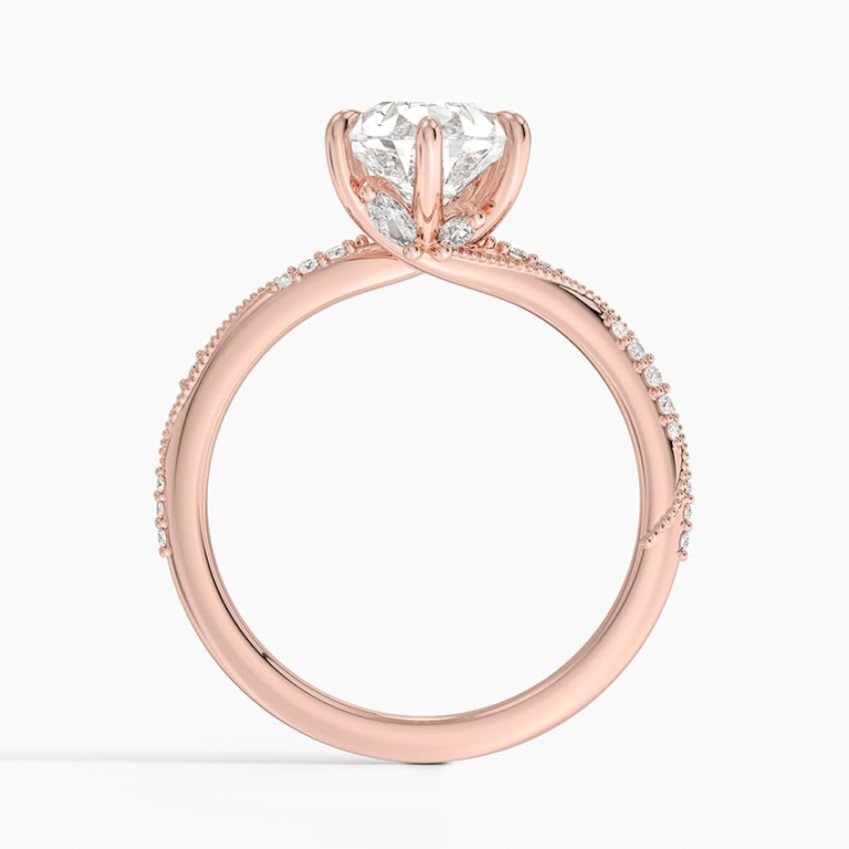 Solitaire Pear Cut Lab Grown Diamond Pave Engagement Ring for Women