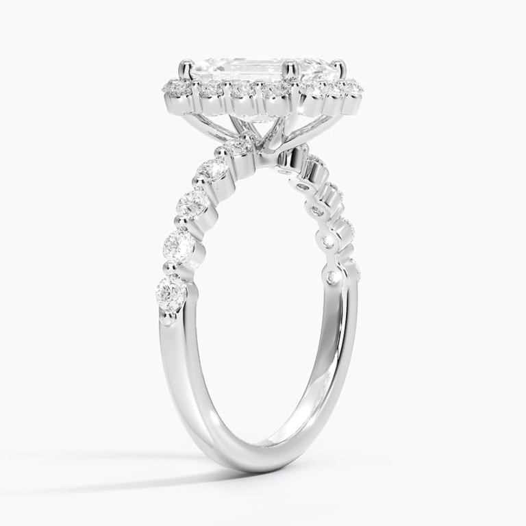Halo Emerald Cut Lab Grown Diamond Engagement Ring for Women Halo Emerald Cut Lab Grown Diamond Engagement Ring for Women