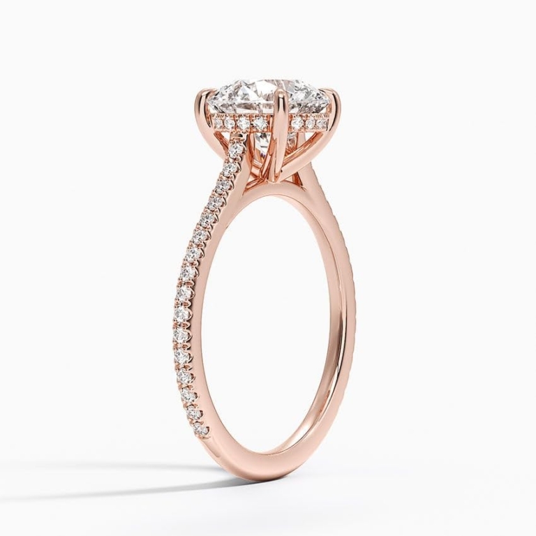 Solitaire Round Cut Lab Grown Diamond Hidden Halo Engagement Ring for Women Solitaire Round Cut Lab Grown Diamond Hidden Halo Engagement Ring for Women