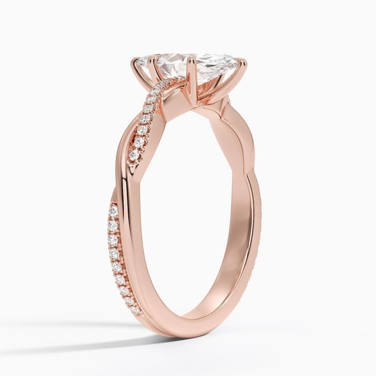 Solitaire Marquise Cut Lab Grown Diamond Twisted Band Engagement Ring for Women