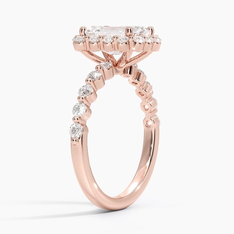 Halo Emerald Cut Lab Grown Diamond Engagement Ring for Women Halo Emerald Cut Lab Grown Diamond Engagement Ring for Women