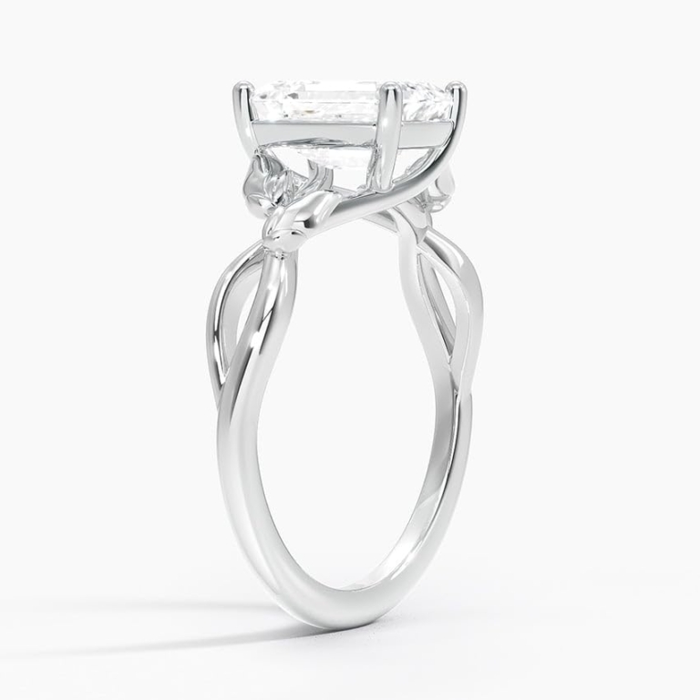 Solitaire Emerald Cut Lab Grown Diamond Split Shank Engagement Ring for Women Solitaire Emerald Cut Lab Grown Diamond Split Shank Engagement Ring for Women