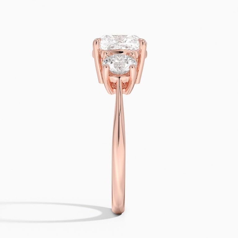 Solitaire Cushion Cut Lab Grown Diamond Three Stone Engagement Ring for Women
