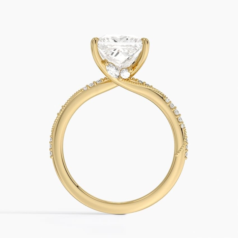 Solitaire Princess Cut Lab Grown Diamond Pave Engagement Ring for Women Solitaire Princess Cut Lab Grown Diamond Pave Engagement Ring for Women