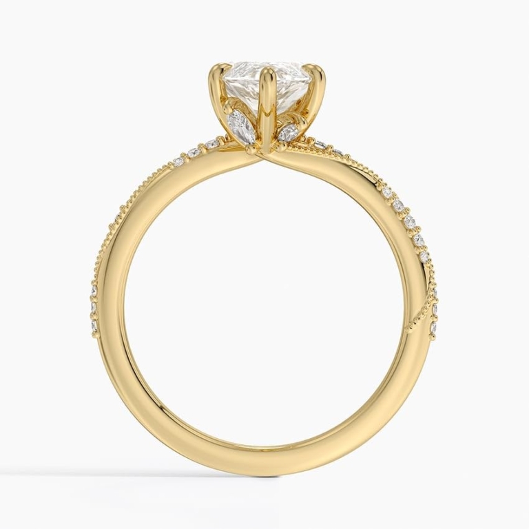 Solitaire Marquise Cut Lab Grown Diamond Pave Engagement Ring for Women