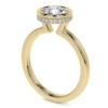Bezel Solitaire Round Cut Lab Grown Diamond Hidden Halo Engagement Ring for Women