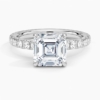 Solitaire Asscher Cut Lab Grown Diamond Hidden Halo Pave Engagement Ring for Women Solitaire Asscher Cut Lab Grown Diamond Hidden Halo Pave Engagement Ring for Women