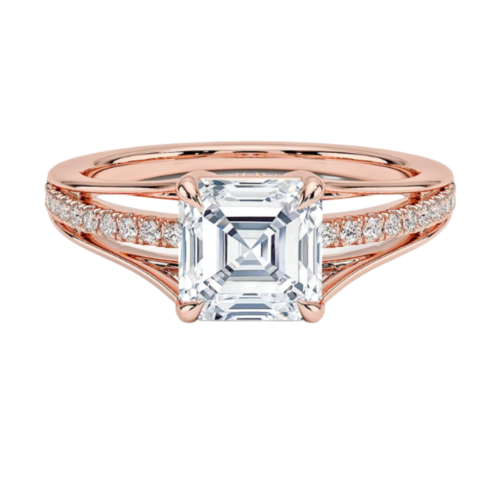 Solitaire Asscher Cut Lab Grown Diamond Engagement Ring for Women