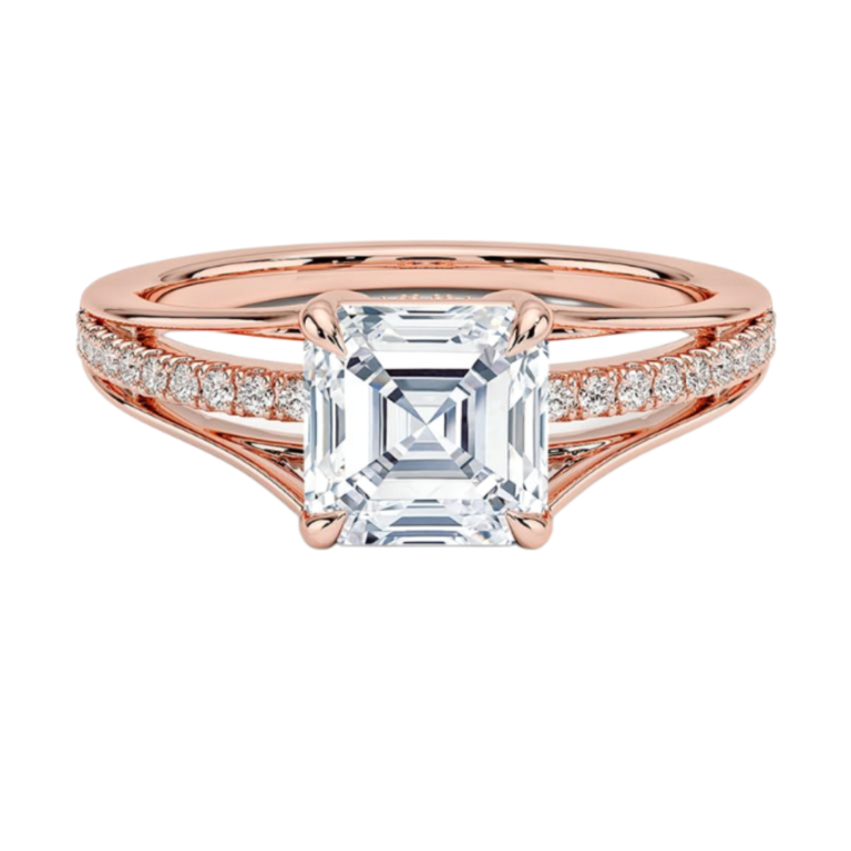 Solitaire Asscher Cut Lab Grown Diamond Engagement Ring for Women