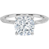Solitaire Cushion Cut Lab Grown Diamond Pave Engagement Ring for Women