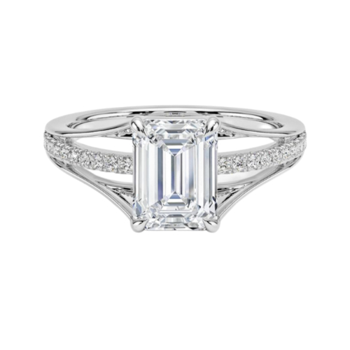 Solitaire Emerald Cut Lab Grown Diamond Engagement Ring for Women