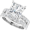 2-4CT Princess Cut VVS1 Colorless Moissanite Engagement Ring Set Wedding Bridal Ring Set, Sterling Silver Anniversary Promise Ring Gift for Her