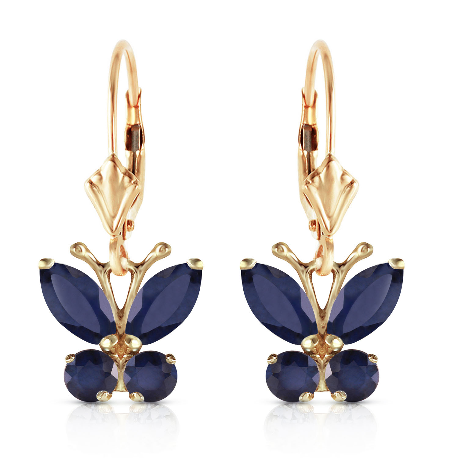 1.24 Carat 14K Solid Gold Butterfly Earrings Sapphire eBay