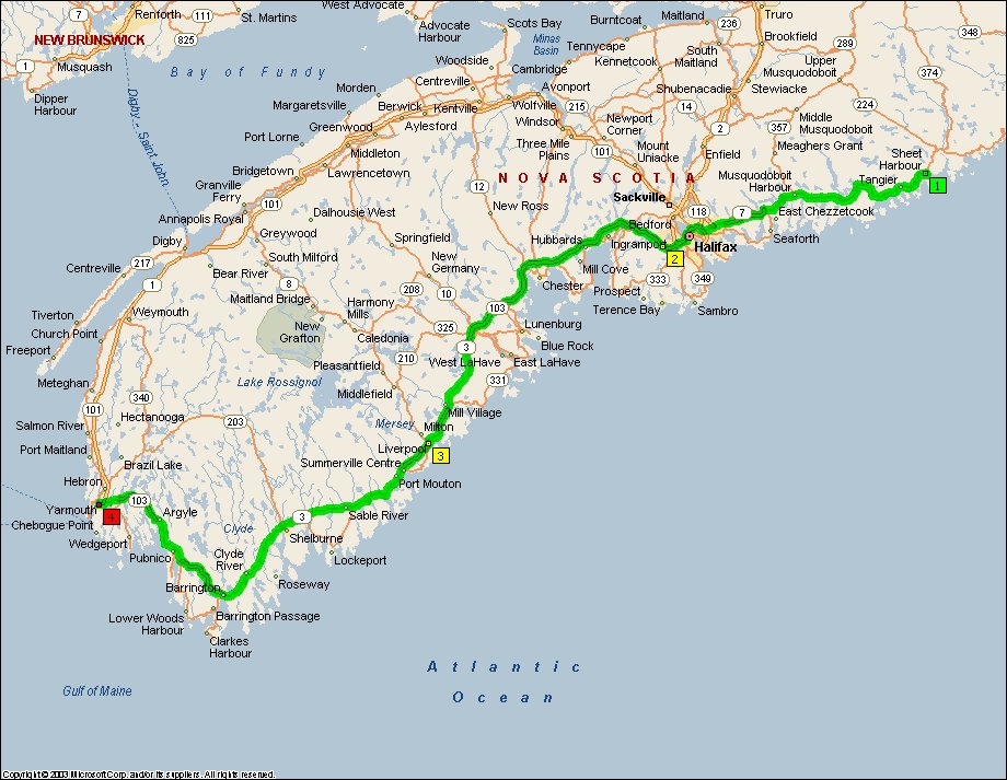 Sheet Harbour, NS to Yarmouth, NS