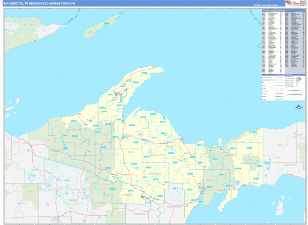 Marquette, MI DMR Wall Maps Basic Style
